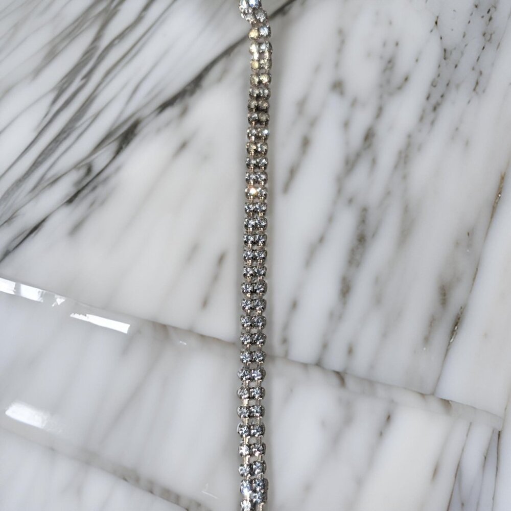 1950s Vintage Rhinestone Flip Clasp Tennis Bracelet and Rhinestone Dangle Earrin